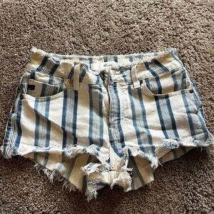 Blue and white stripped shorts